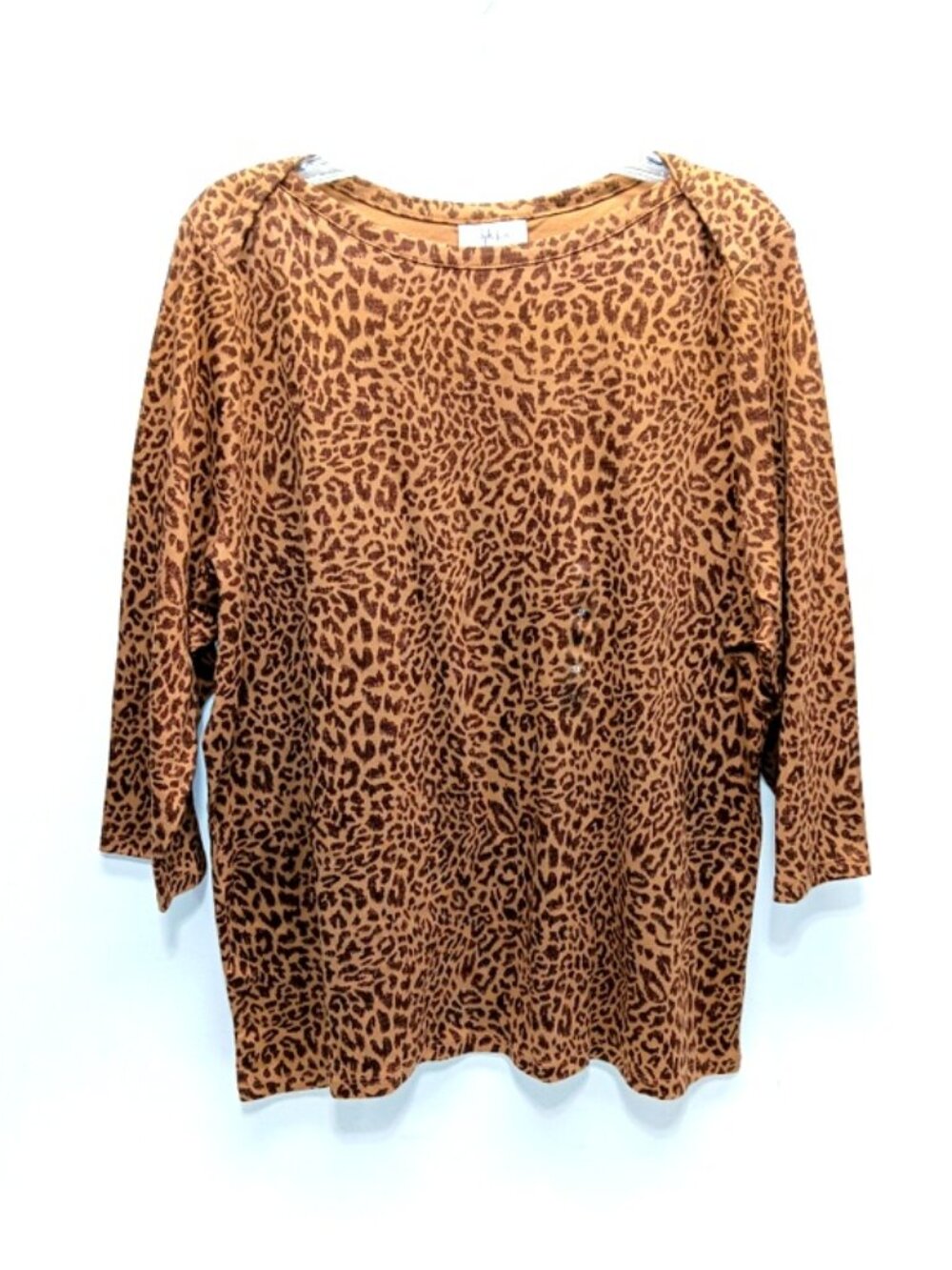Style & Co. Women's Leopard Print 3/4 Sleeve Round Neck Blouse – Size: 3X